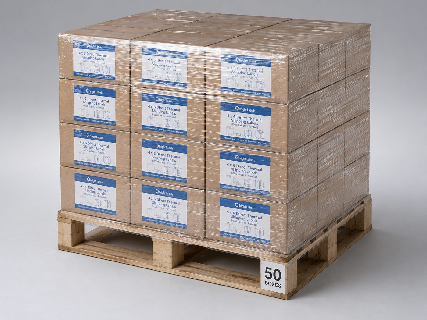 50-box pallet of shipping labels