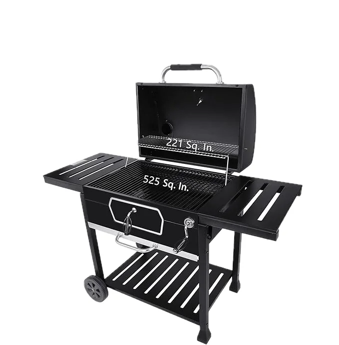 30" Charcoal Grill with Side Shelves