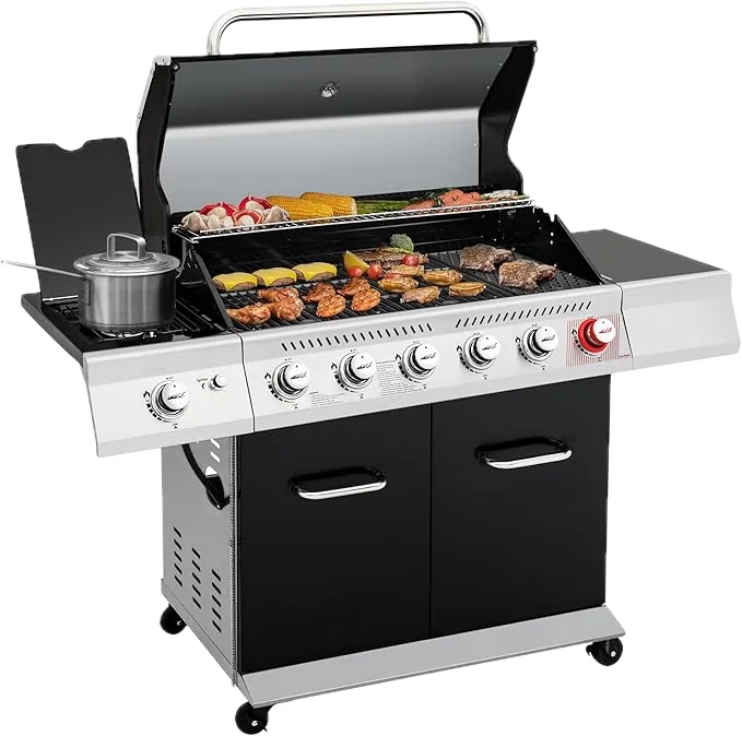 Royal Gourmet 6-Burner Propane Gas Grill · Sear + Side Burner