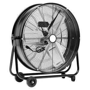 24-inch drum floor fan in black