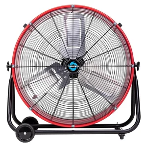 24-inch drum floor fan in red