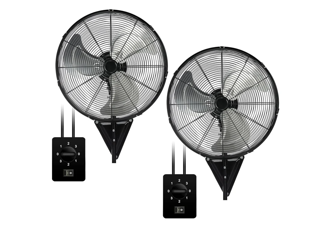Pair of 20-inch oscillating wall-mount fans sold together as a two-pack