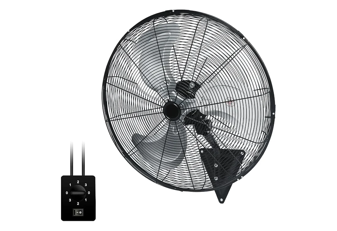 24-inch oscillating wall-mount fan with bracket and speed switch