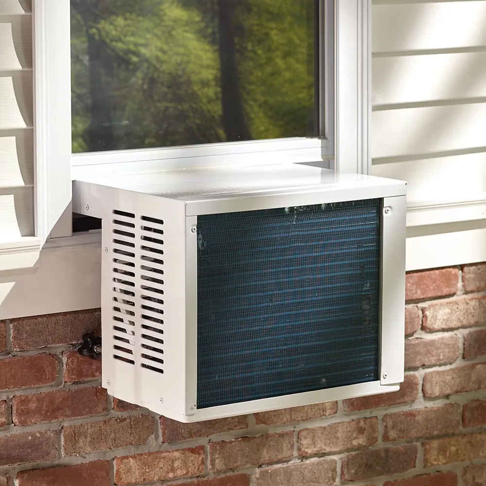 A window air conditioner installed in a window opening