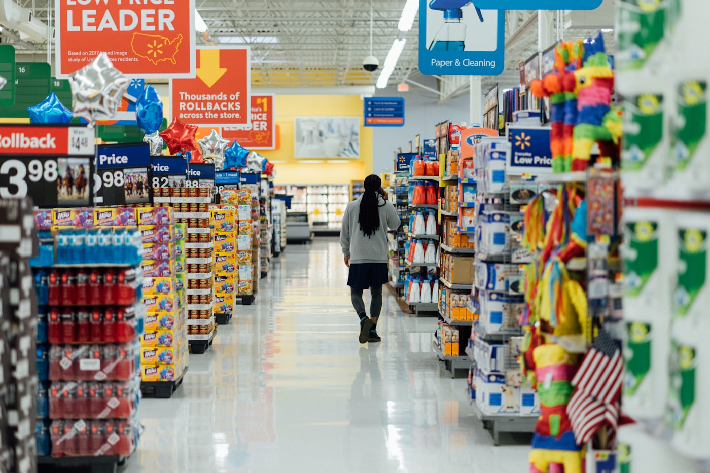 Chinese-made products on U.S. retail shelves — Walmart aisle