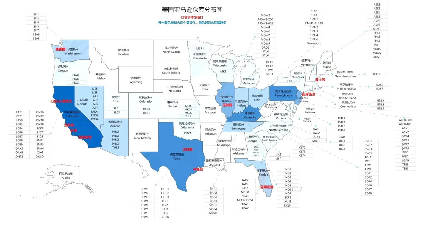 Amazon US Warehouse Distribution Map