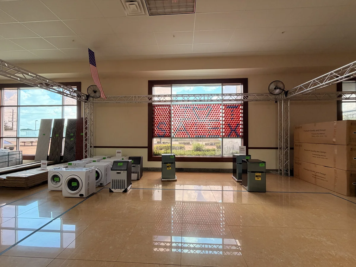 A few dryers and portable air conditioners left after the Cube-Age pop-up sale closed