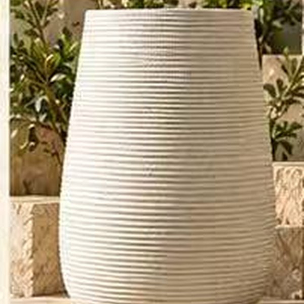 Tall Ribbed Texture magnesium oxide planter