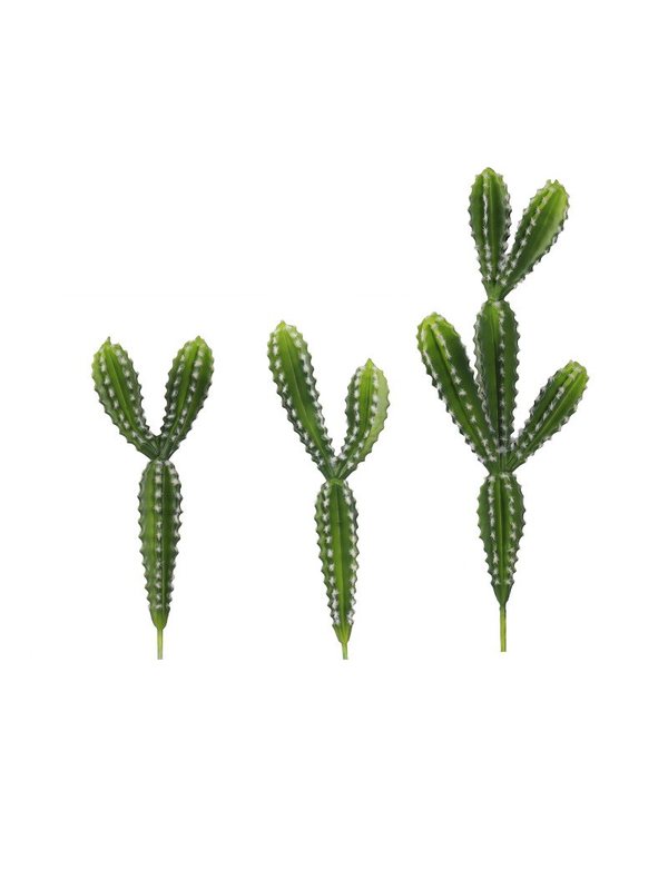 A set of three artificial cactus stems