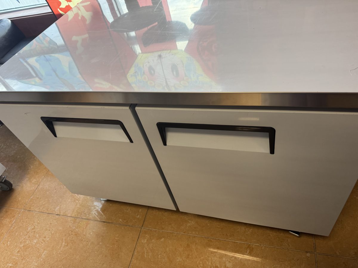 Two-door undercounter refrigerator, stainless steel